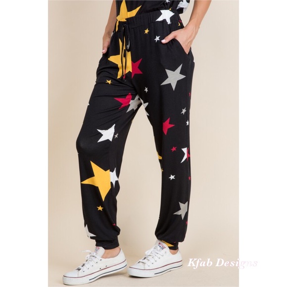 ⭐️LAST 1! Star Print Soft Jersey Pocket Joggers! - Picture 7 of 7
